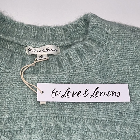 FOR LOVE & LEMONS Green Dominique Shoulder Pad Sweater size Small - Picture 13 of 15